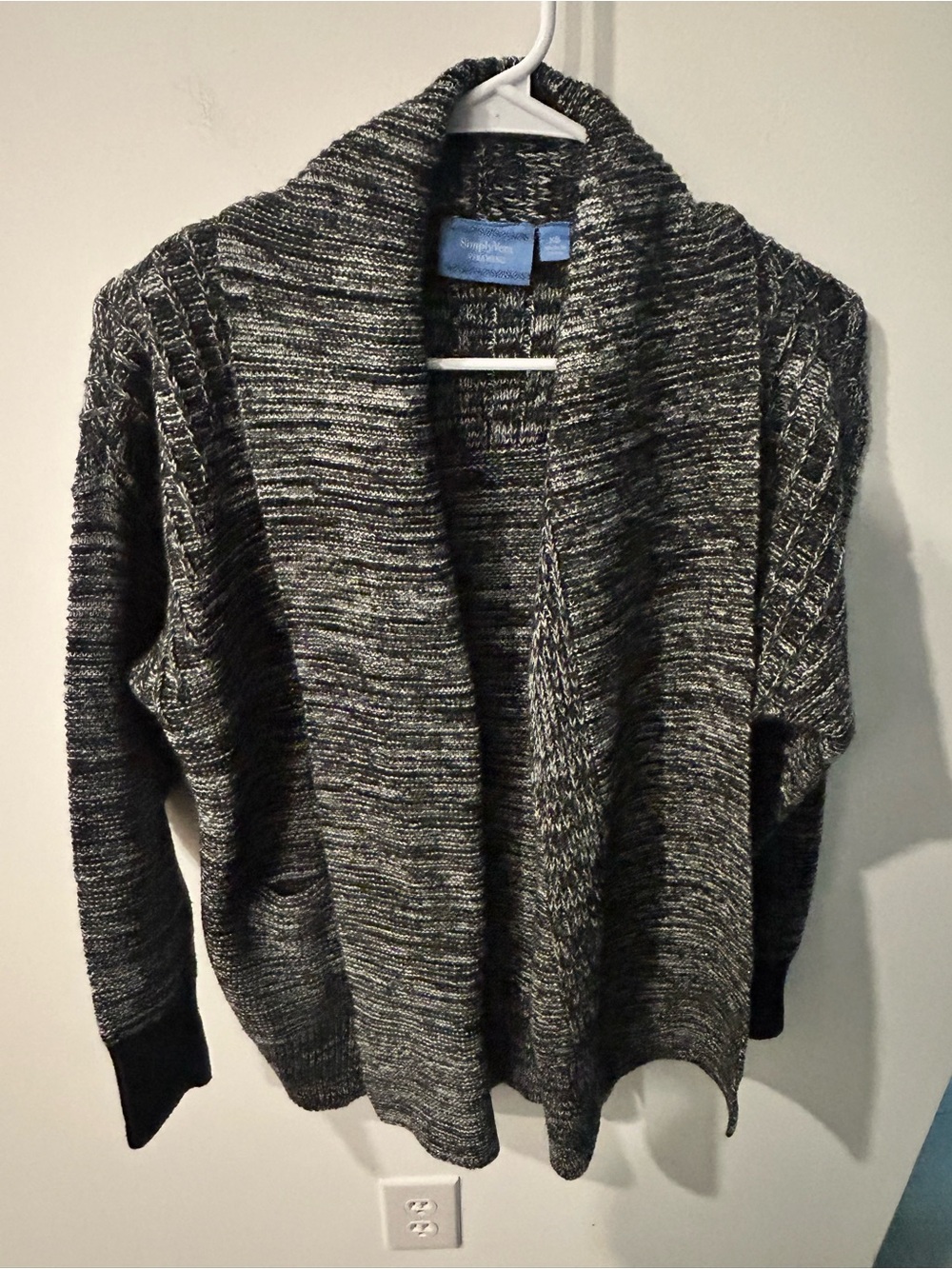 Simply Vera Vera Wang Marled Charcoal Shawl Collar Cardigan